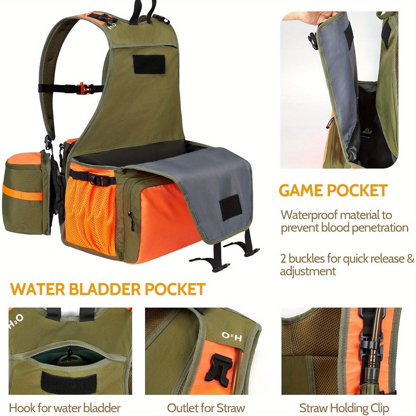 Upland Hunting Vest And Backpack With Game Pouch For Quail