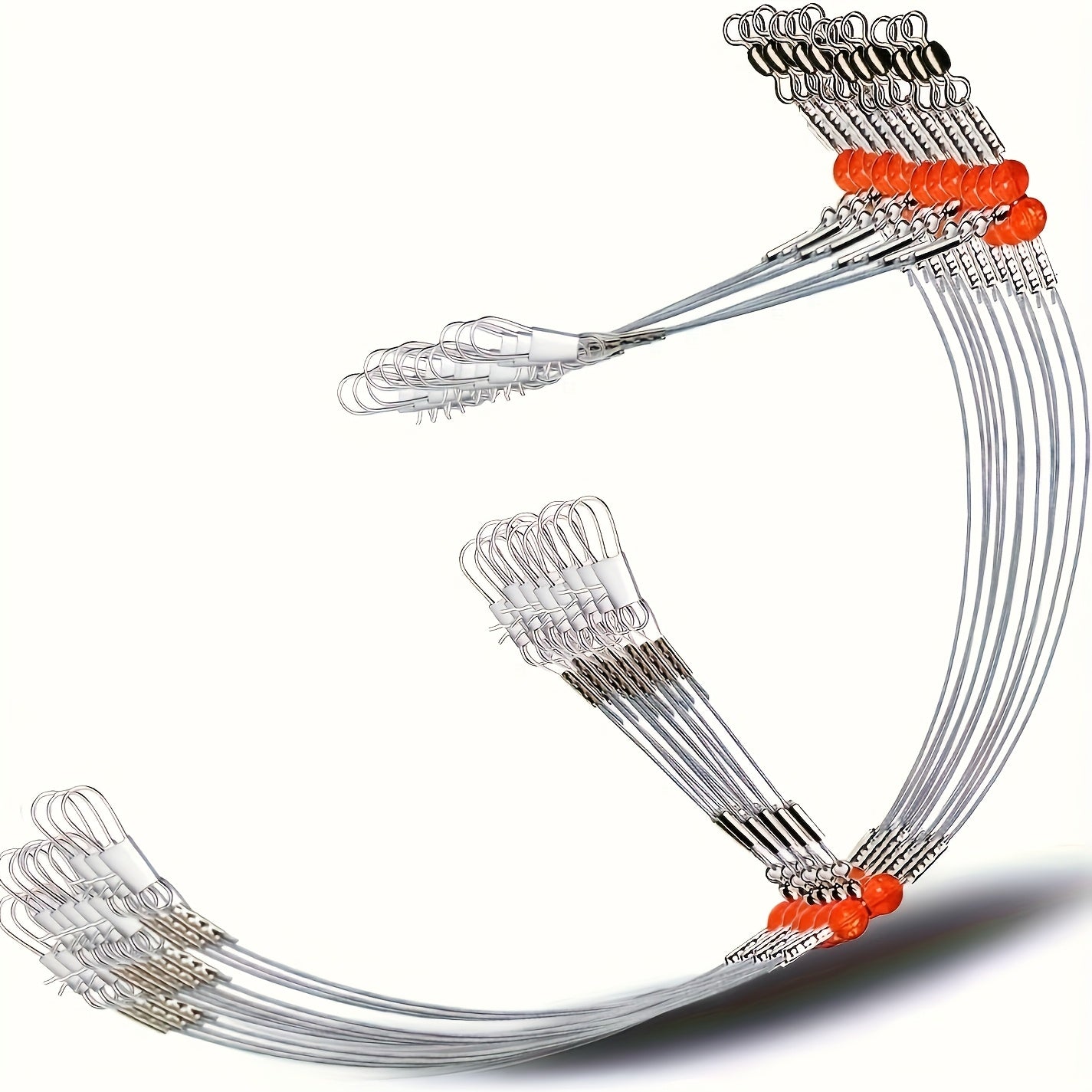 36-Piece Stainless Steel Fishing Leaders Tackle Rigs With Swivels Snaps For Saltwater