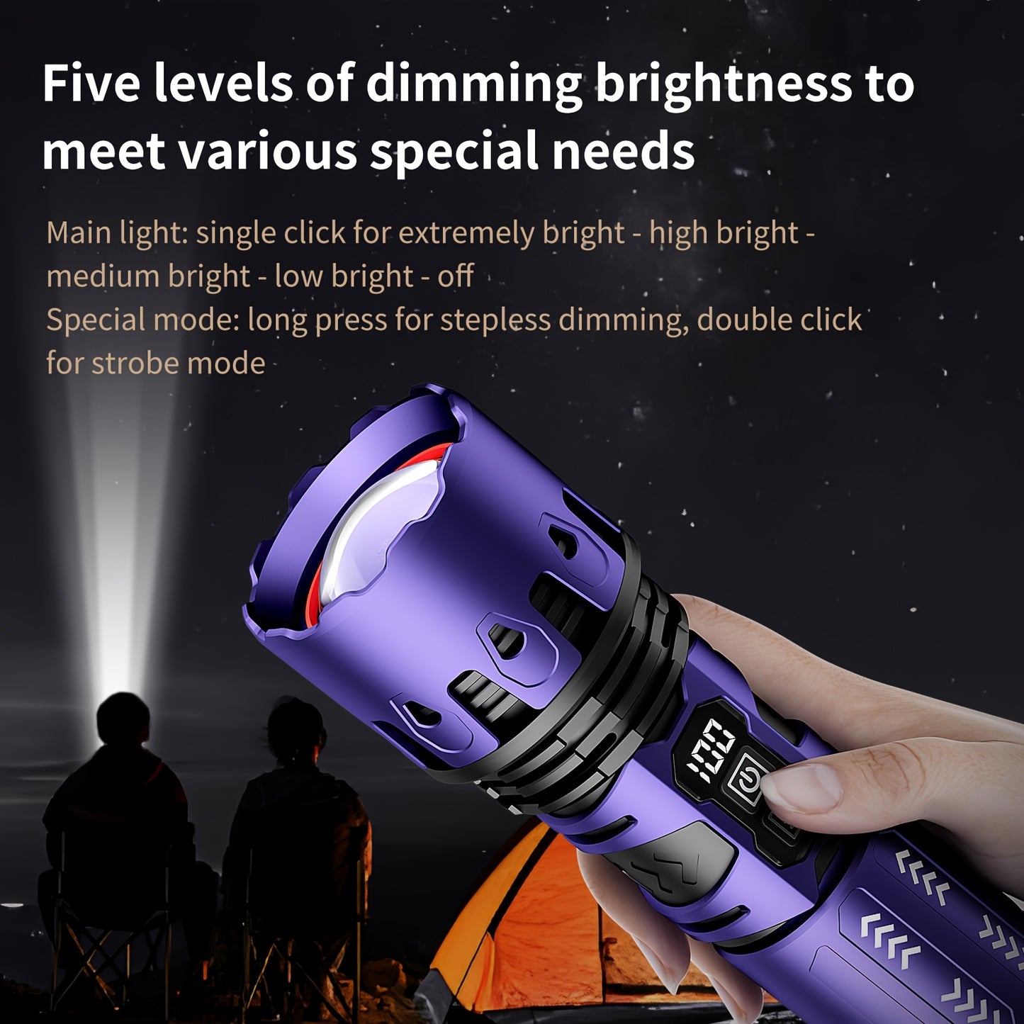 Skyfire High Brightness LED Flashlight With Zoom Floodlight