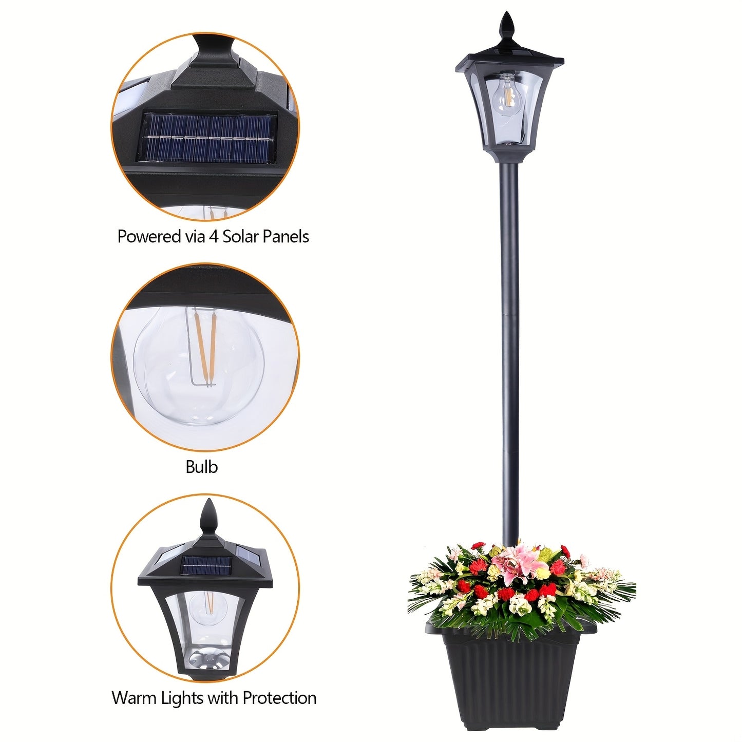 Solar Lamp Post With Planter For Outdoor Garden Lighting