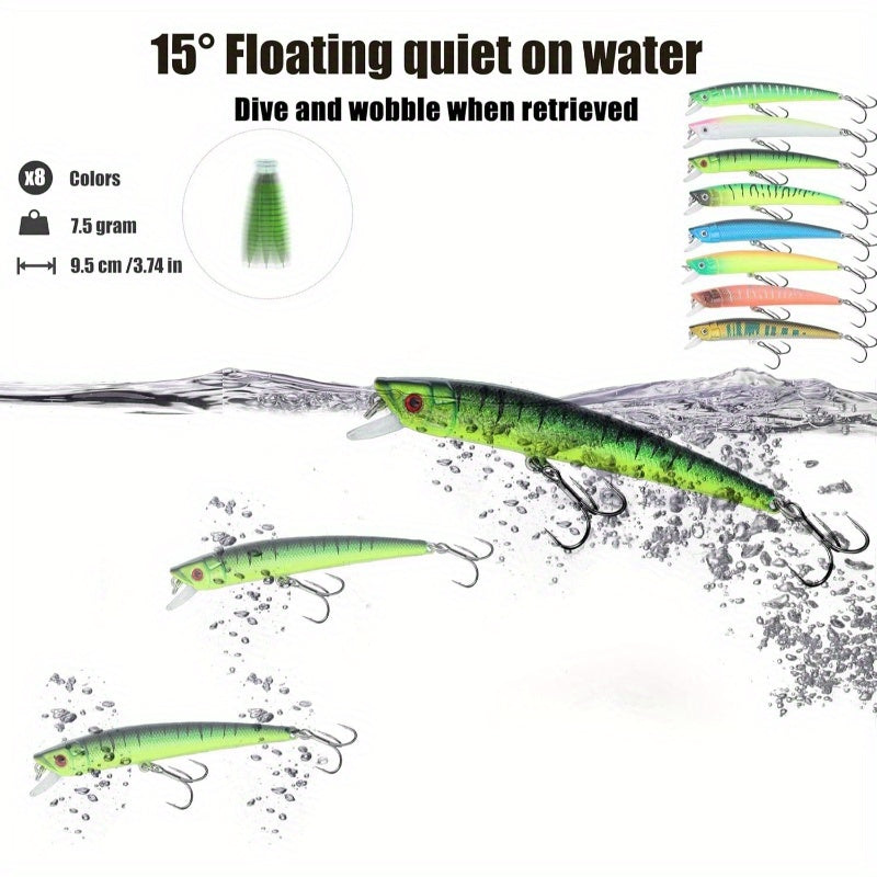Fishing Lures Kit Mixed Minnow Popper Crank Baits Tackle