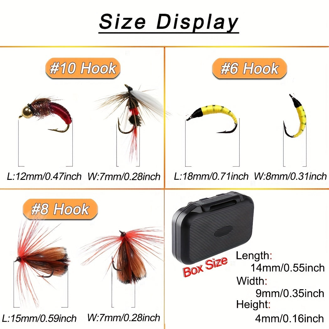 QIEVCRME Fly Fishing Flies Kit 100pcs Dry Wet Lures