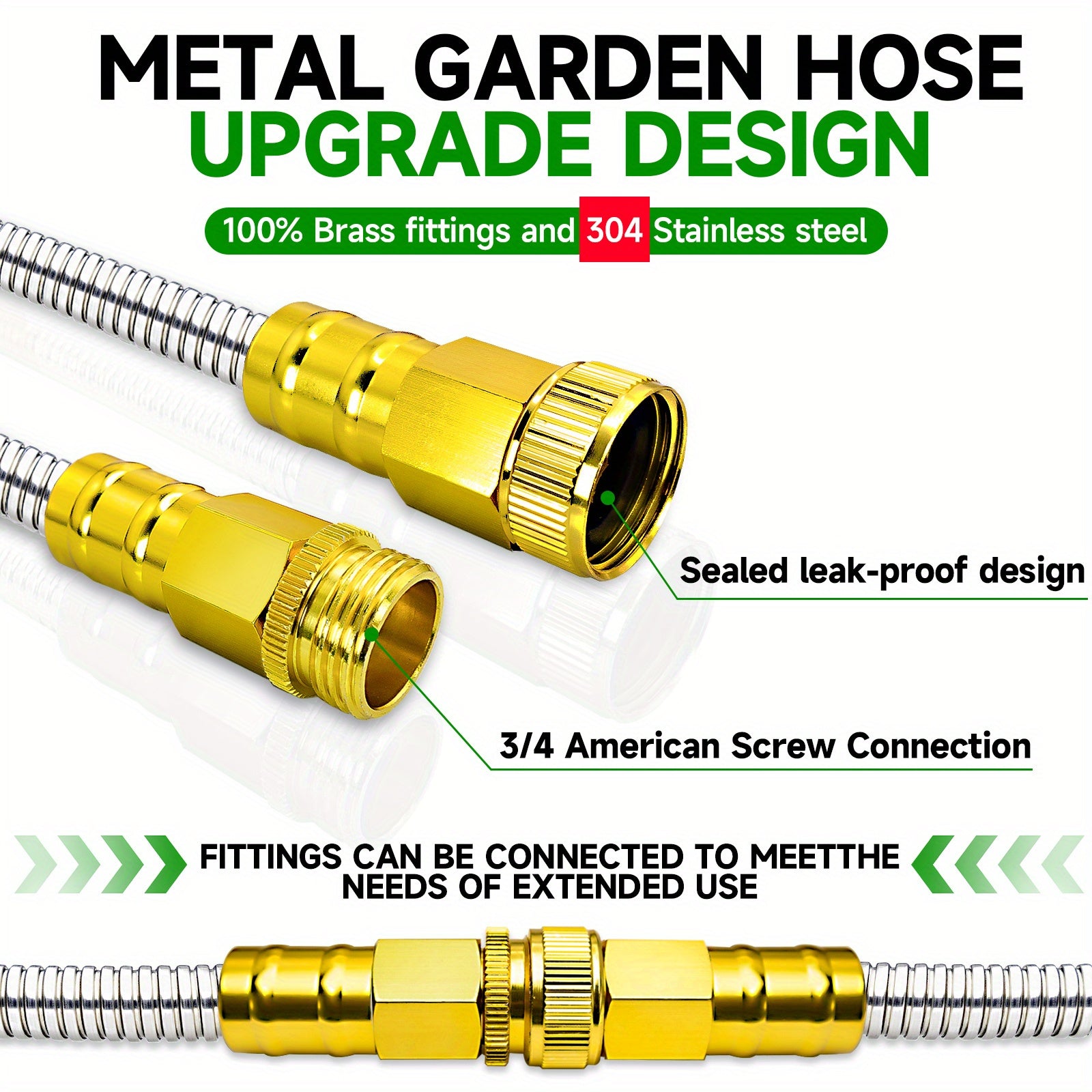 Heavy Duty Stainless Steel Garden Water Hose with Nozzles - Parry's Picks