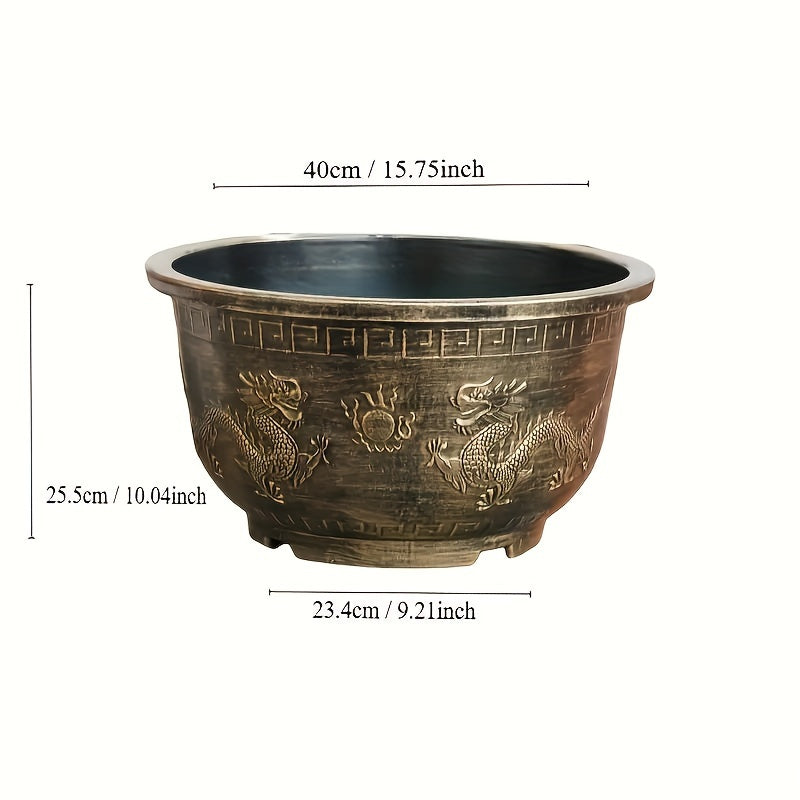 Dragon Pattern Resin Flower Pots With Drainage Holes
