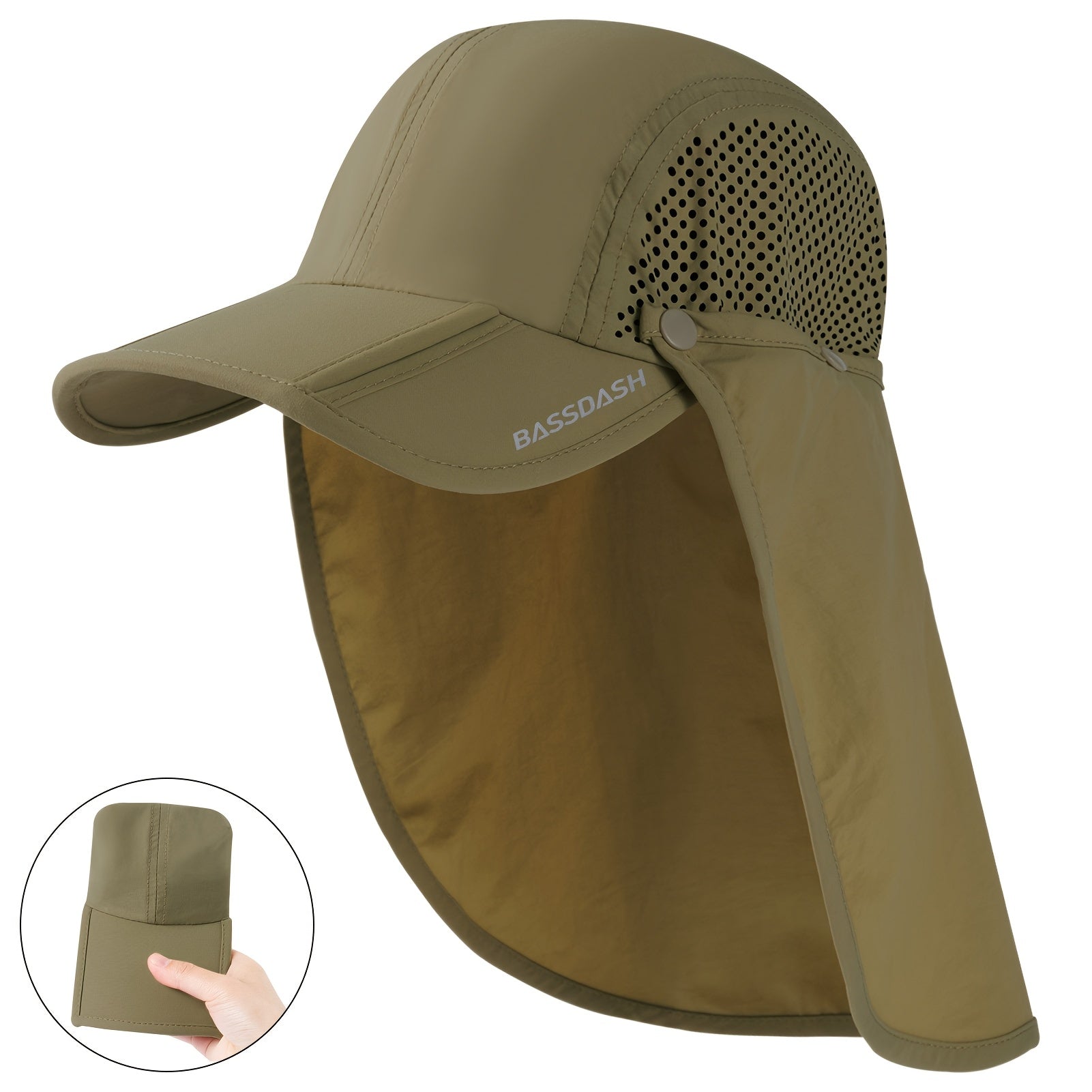 BASSDASH UPF 50 Foldable Fishing Hat with Neck Flap - Parry's Picks