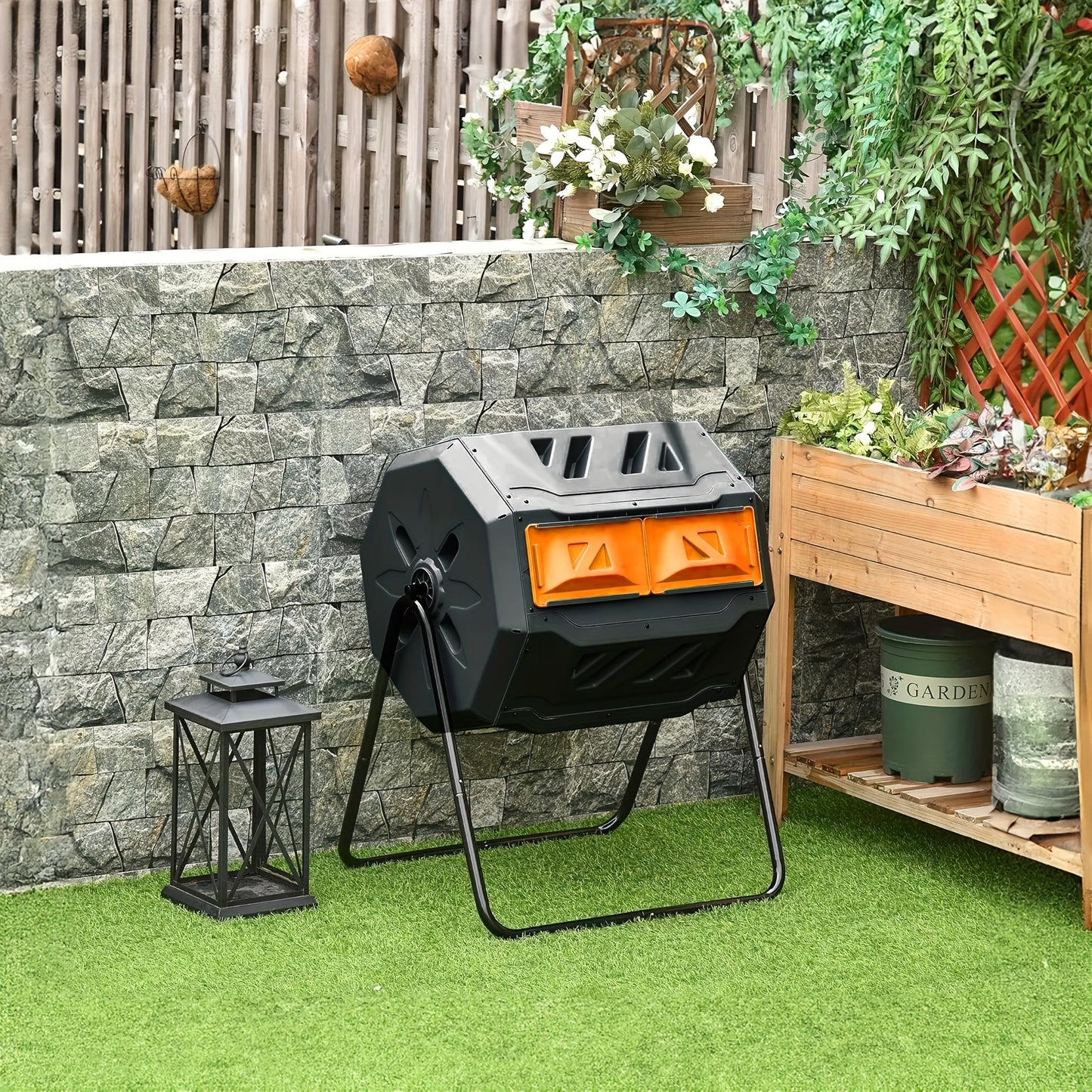 Dual Chamber Tumbling Compost Bin with Sliding Doors - Parry's Picks