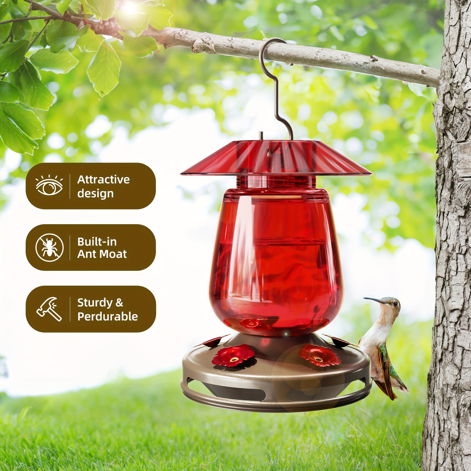 Hummingbird Feeder Glass Design with Flower Feeding Ports - Parry's Picks