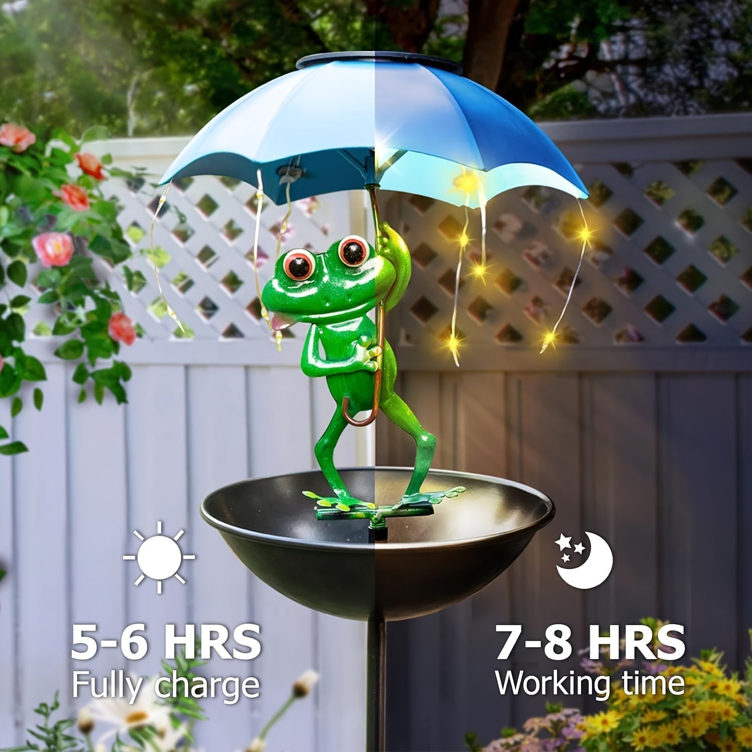 Frog Statue Solar Light and Hummingbird Feeder Garden Decor - Parry's Picks