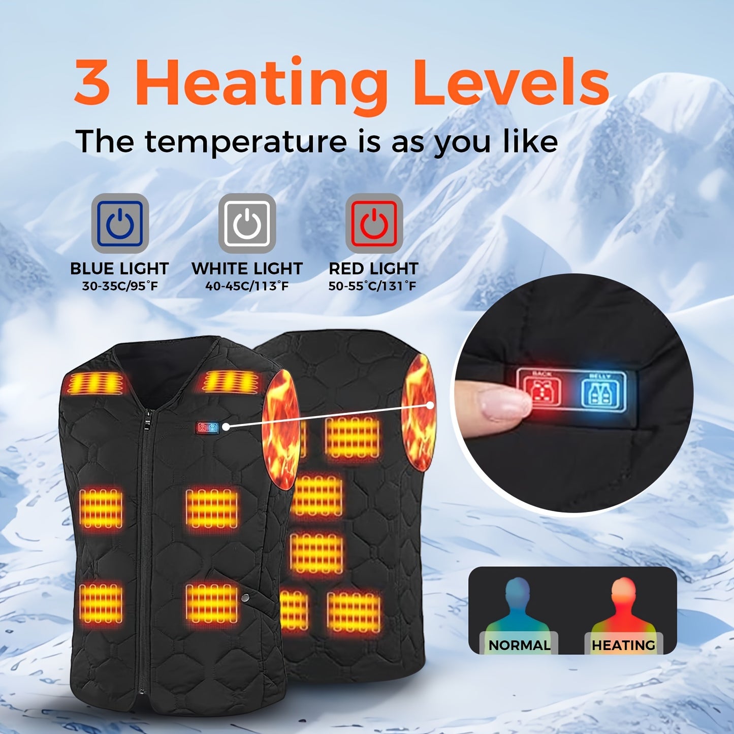 Lightweight Heated Vest with Battery Pack, Nylon Knit, Ideal for Winter Outdoor Hunting and Skiing - Black