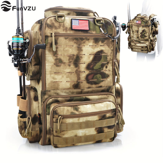 FunVZU Fishing Backpack With Rod Holders Tackle Bag