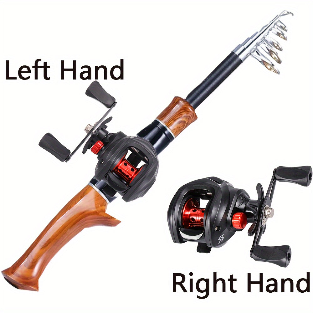 Sougayilang Telescopic Fishing Rod and Baitcasting Reel Set