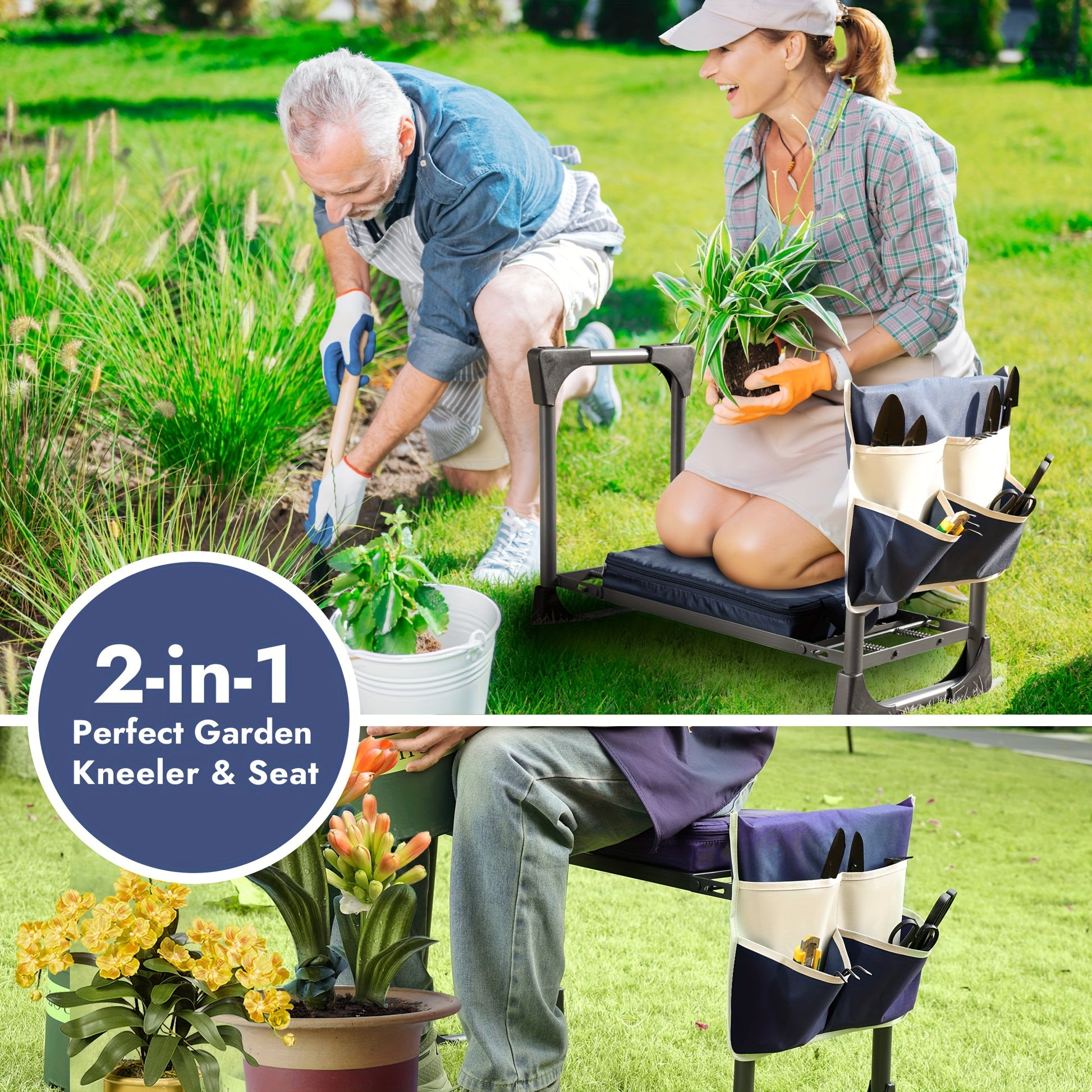 Upgraded Foldable Garden Kneeler and Seat with Tool Bag - Parry's Picks