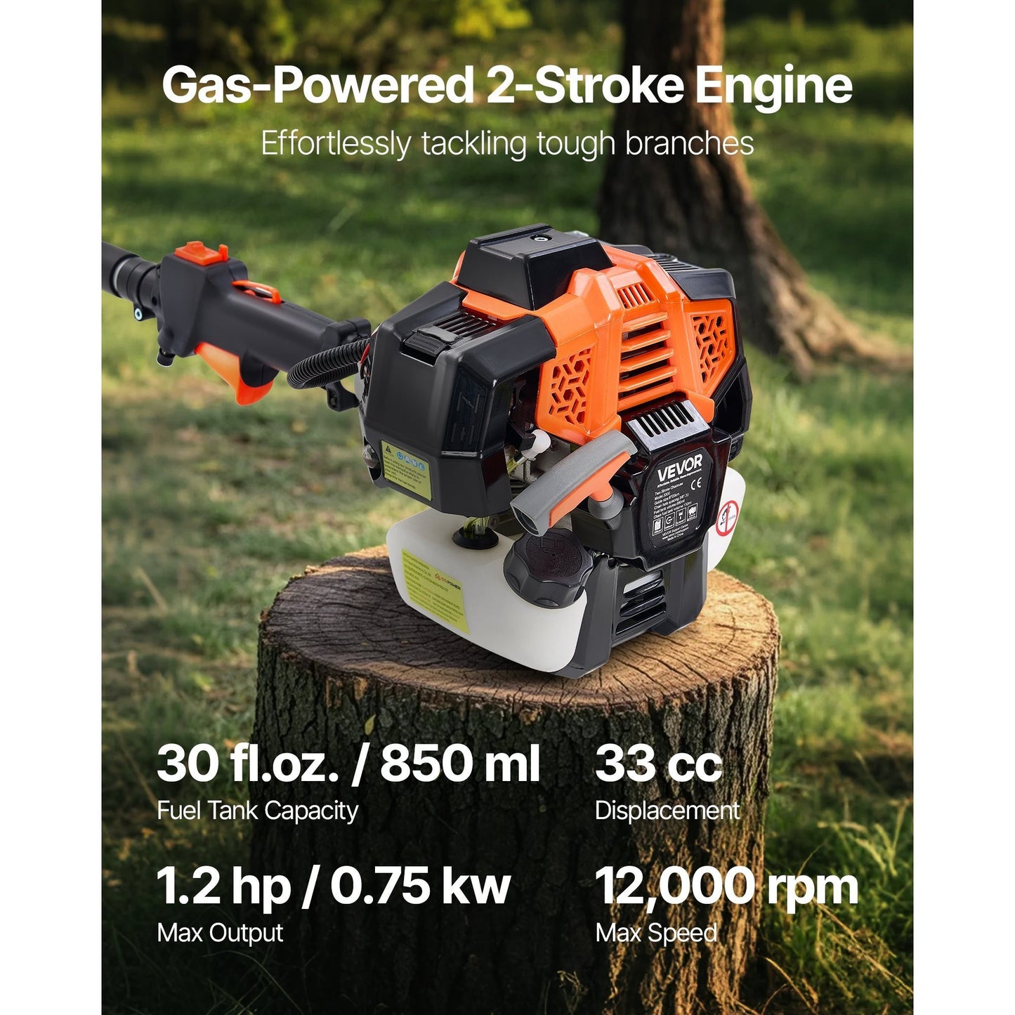 Gas Pole Saw With Extendable Pole For Tree Trimming