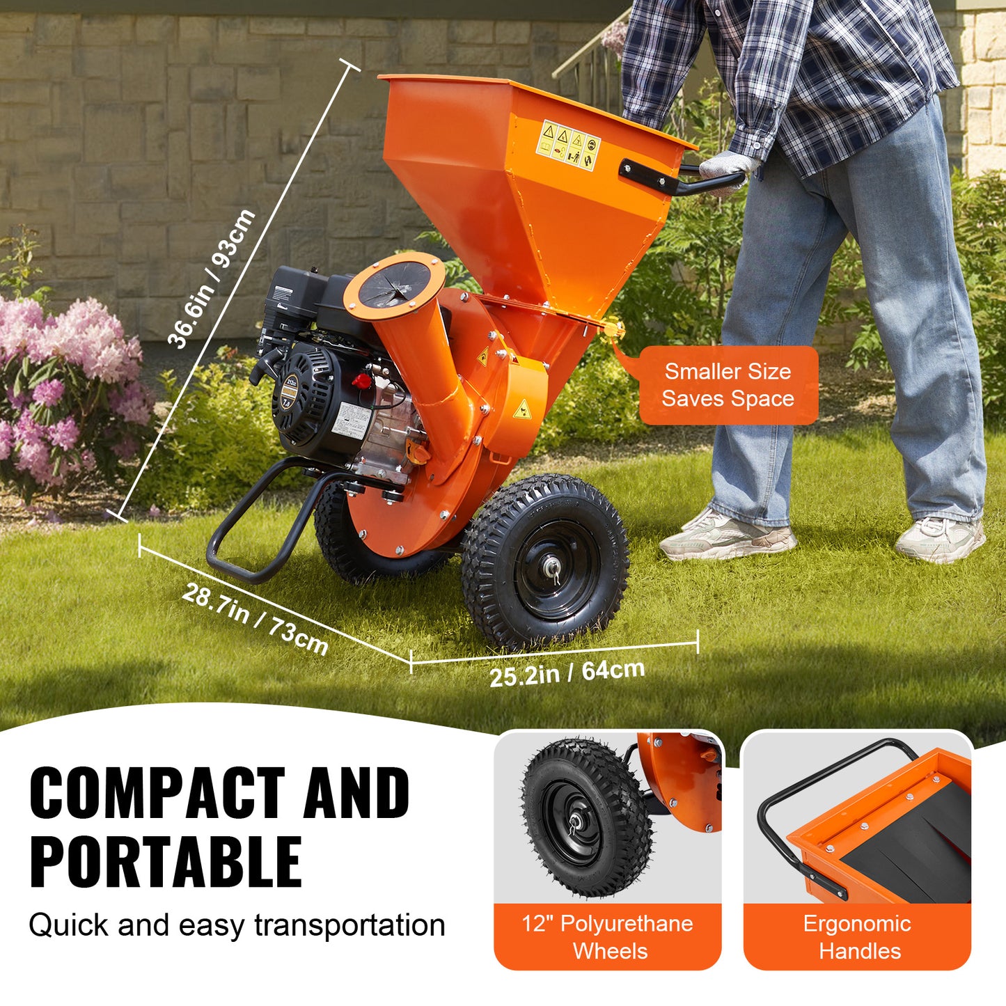 VEVOR Wood Chipper Shredder Mulcher Three In One Gas Power