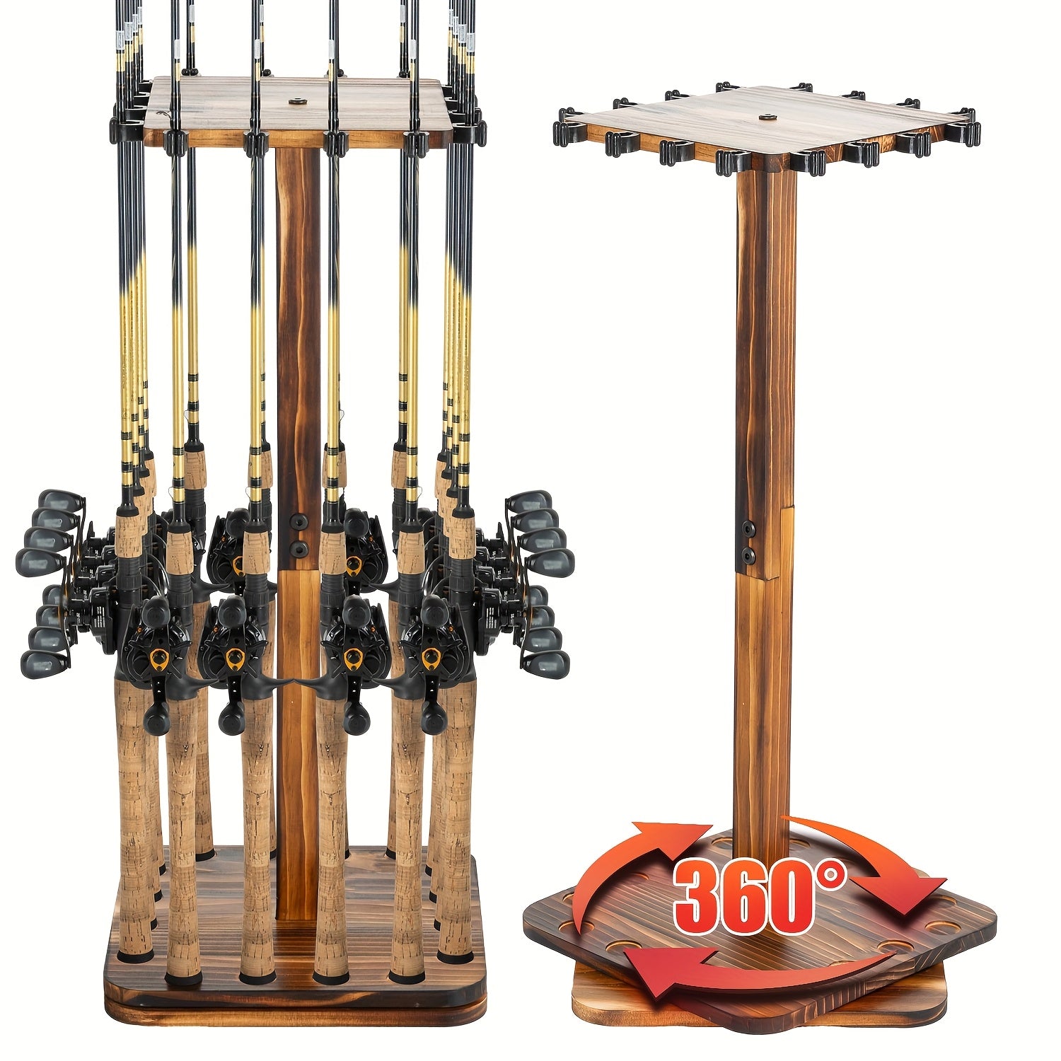 Ghosthorn Fishing Rod Holder 360 Degree Rotating Wooden Rack - Parry's Picks