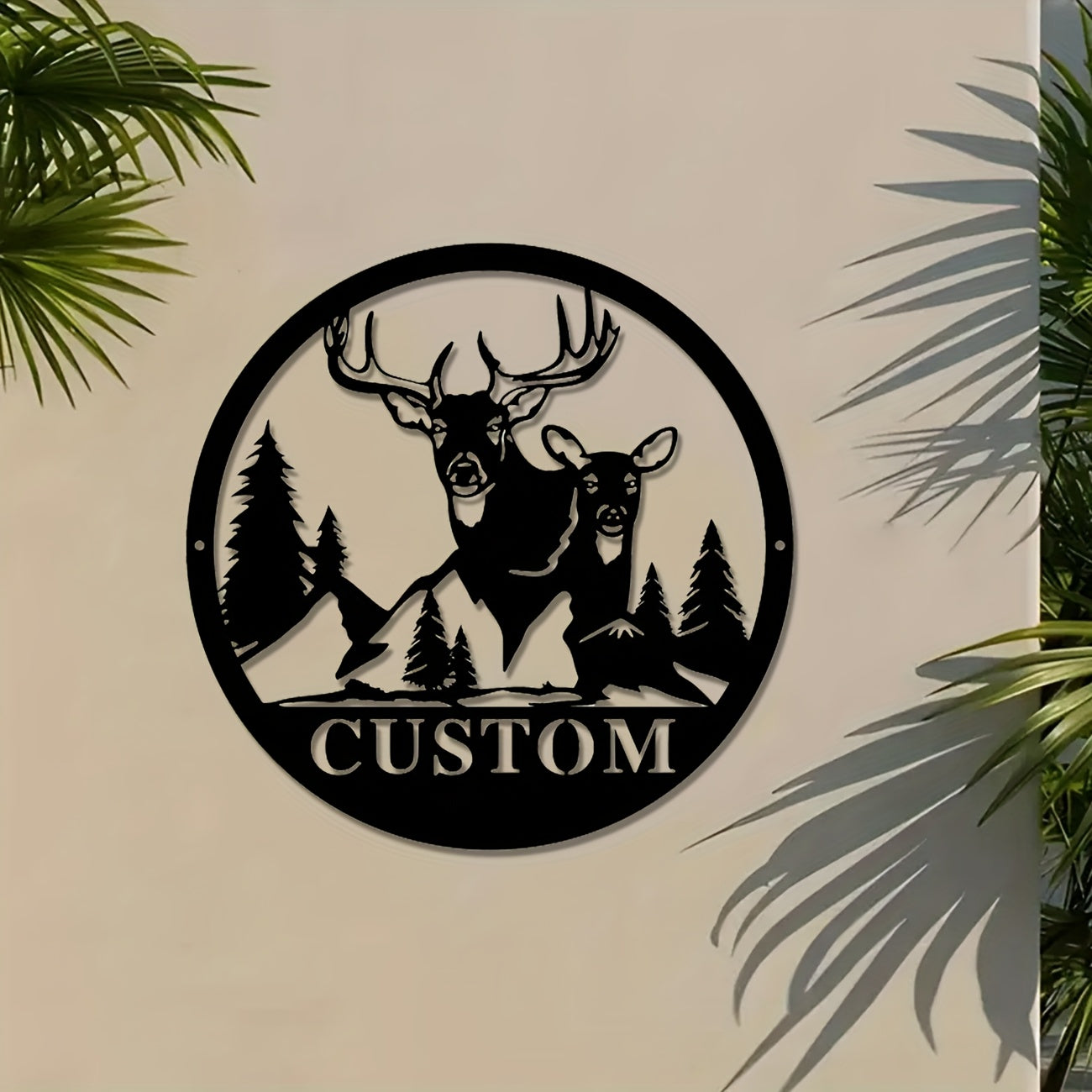 1pc Personalized Deer Antler Metal Wall Art - Rustic Deer Camp Sign with Custom Name, Matte Finish & Powder Coated, Removable Wall-Mounted Decor for Thanksgiving, Birthday Gifts for Him, Boyfriend, Hunters, Deer Decor, Huntin