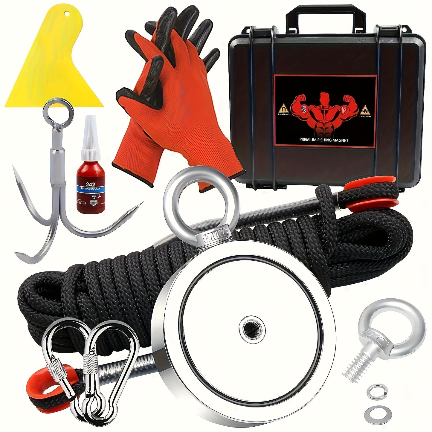 Professional Magnet Fishing Kit 2625 Lbs With Carry Case