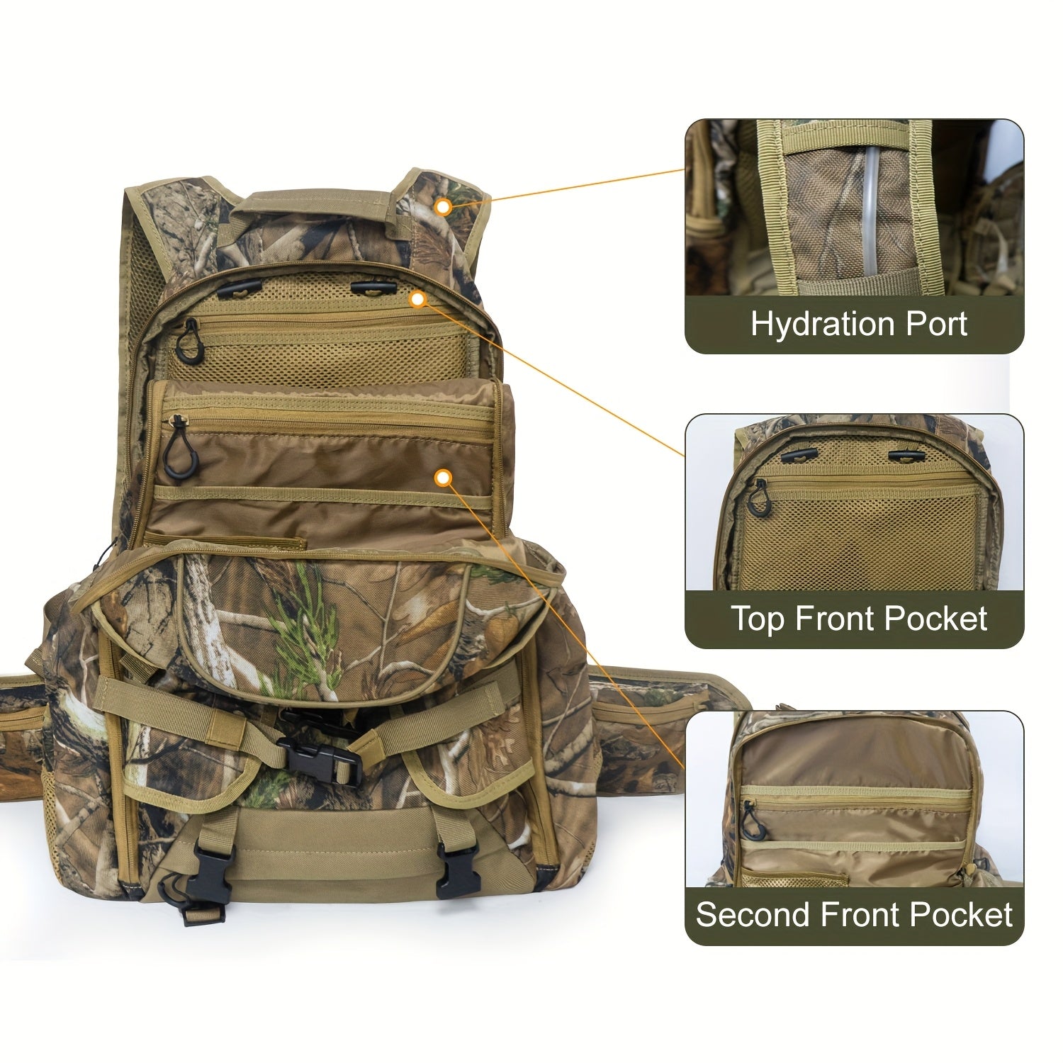 Camo Hunting Backpack For Men With Utility Pockets Oxford Cloth - Parry's Picks