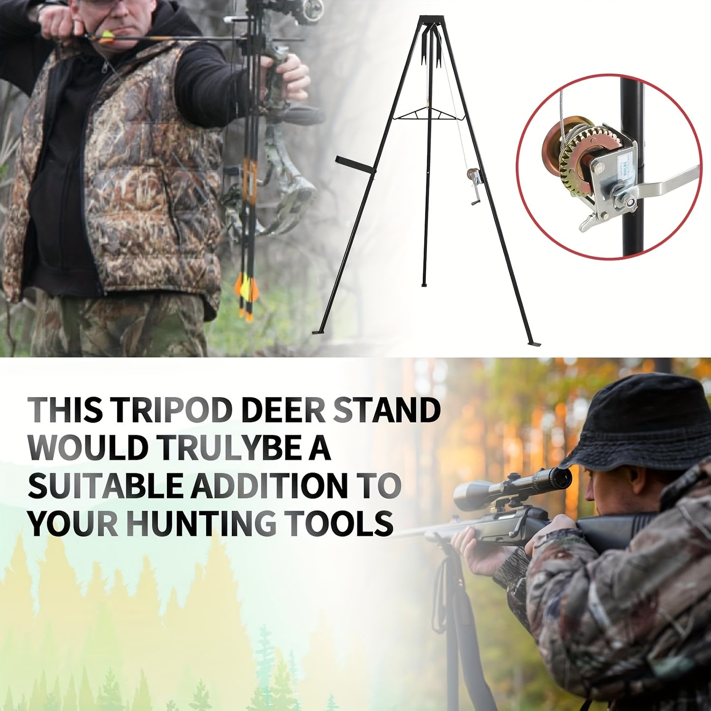 Tripod Deer Hoist Stand With Gambrel And Manual Winch