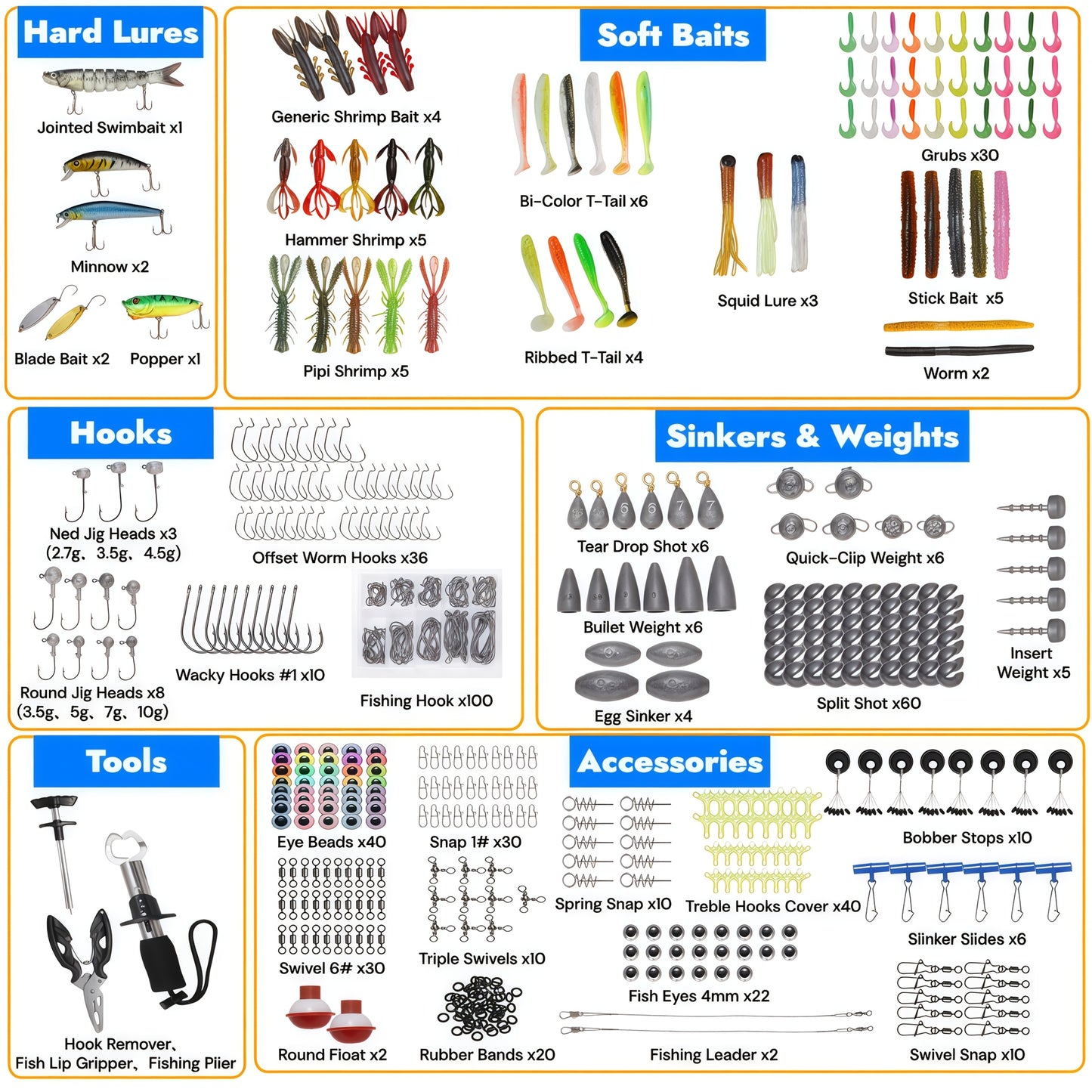 Fishing Tackle Box Set With 560 Accessories All Purpose Kit For Freshwater And Saltwater Anglers