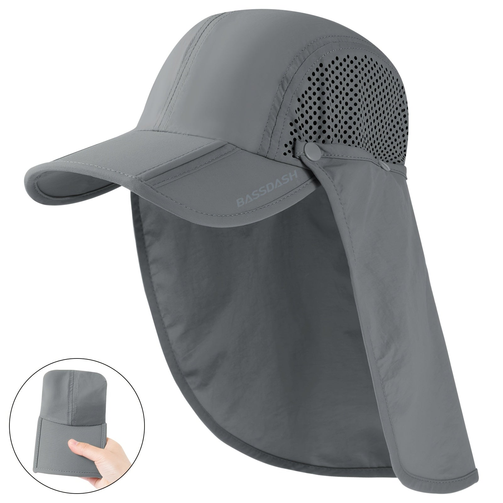 BASSDASH UPF 50 Foldable Fishing Hat with Neck Flap - Parry's Picks