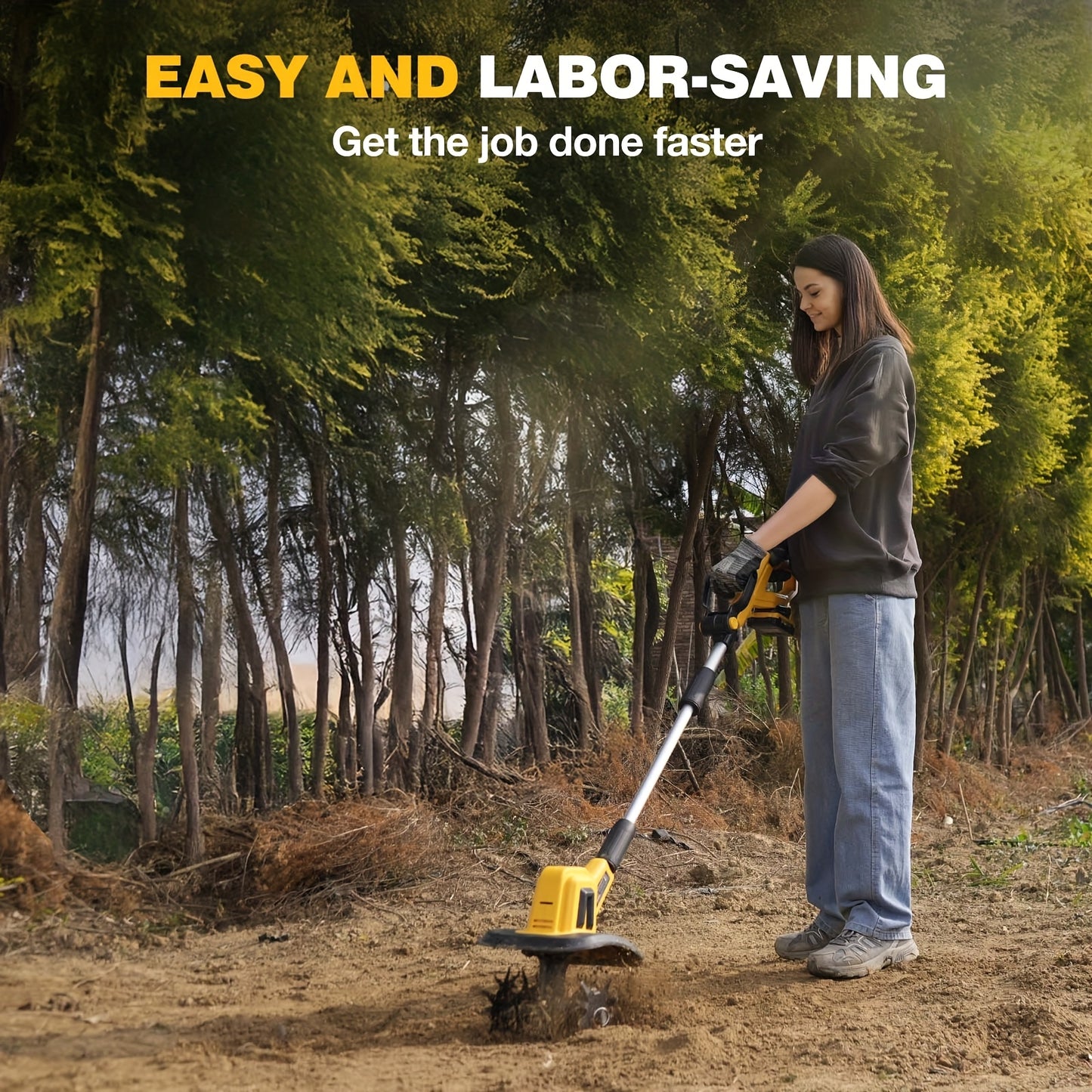 Cordless 20V Tiller Cultivator With 2 Batteries And Charger