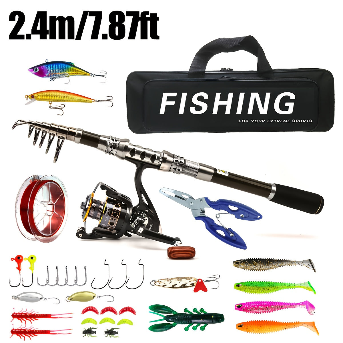 Fishing Kit Beginners Carbon Fiber Telescopic Rod And Reel