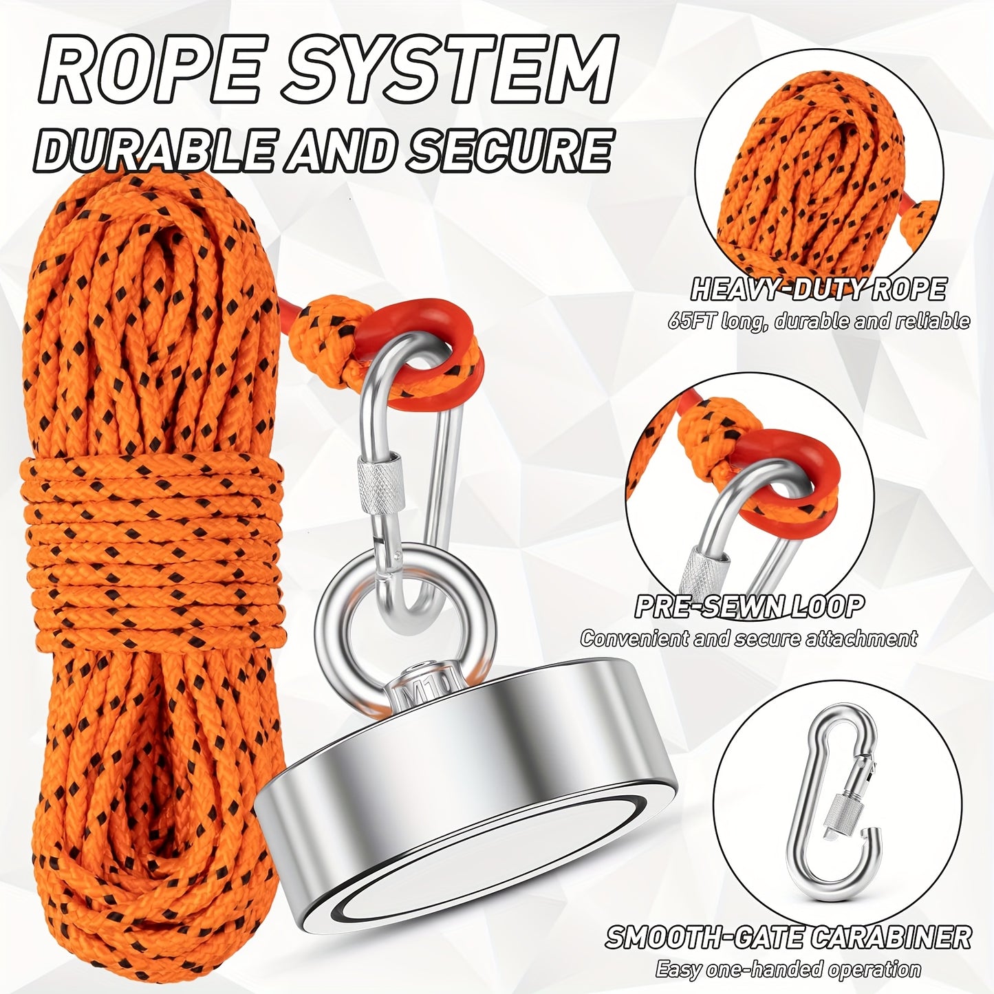 Fishing Magnet Kit 1500 Lbs Pulling Force for Retrieval