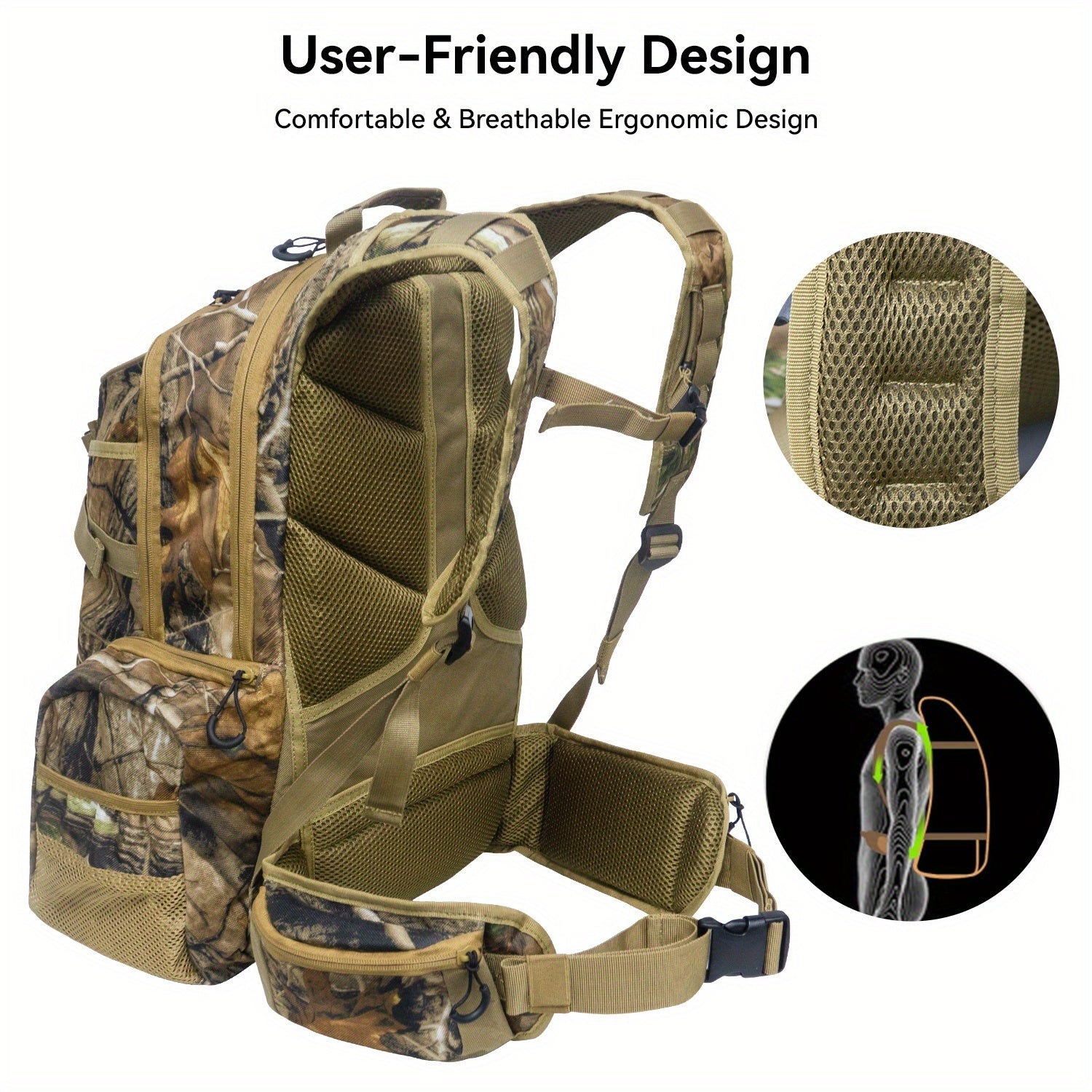Camo Hunting Backpack For Men With Utility Pockets Oxford Cloth - Parry's Picks