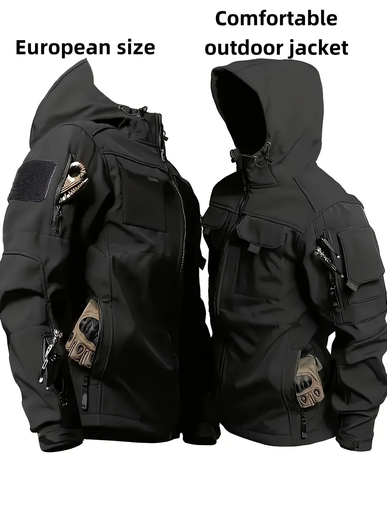 Men's Zippered Hooded Jacket With Pockets For Outdoor