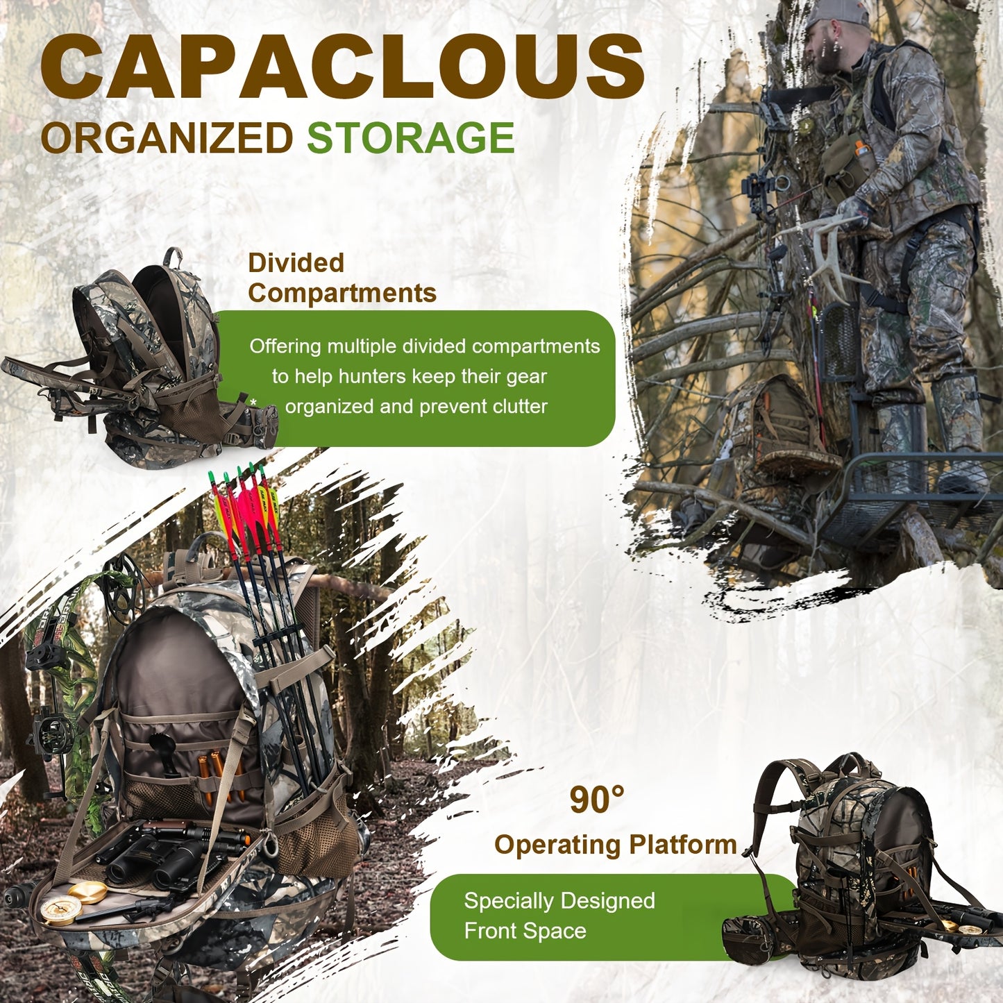 Rugged Hunting Backpack for Men with Water Resistant Closure