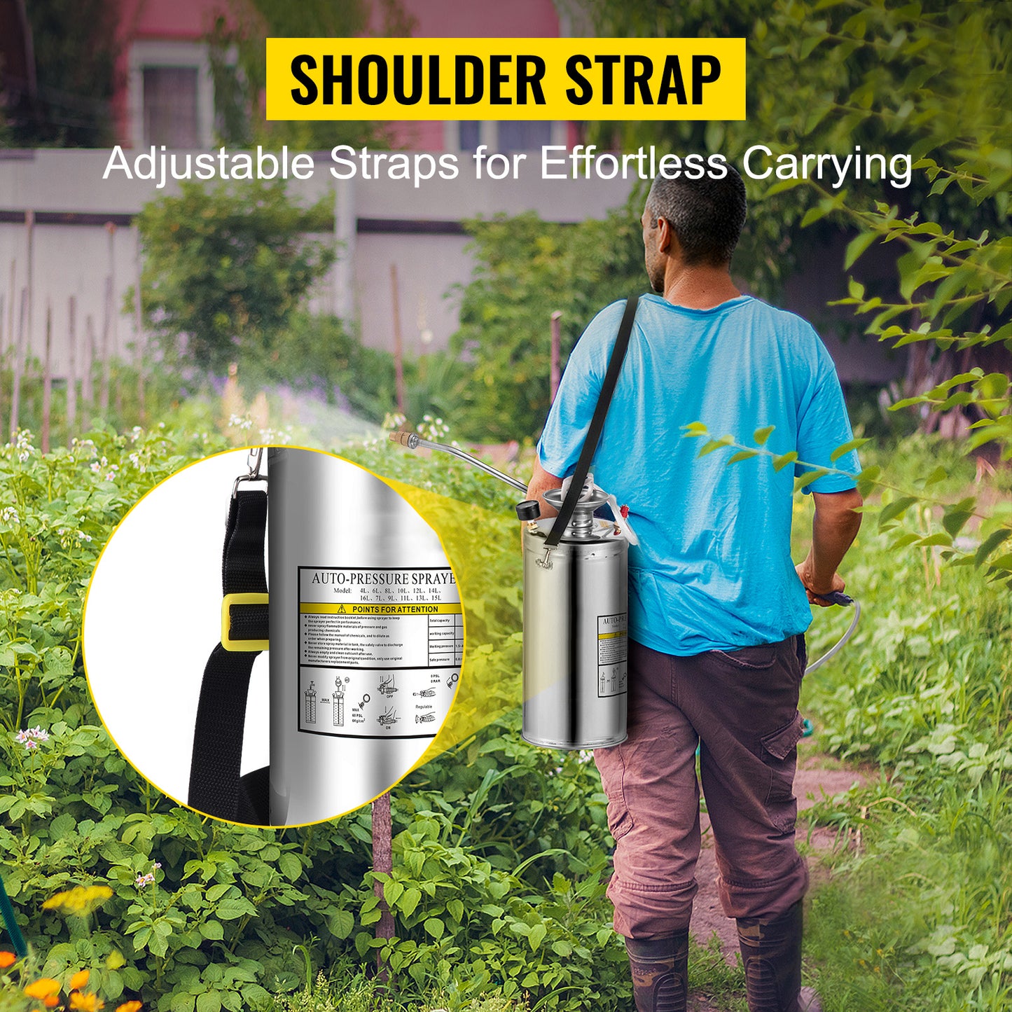 VEVOR Stainless Steel Sprayer For Garden Lawn And Sanitizing