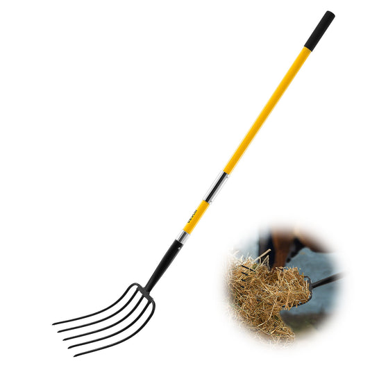 VEVOR Garden Fork With Fiberglass Handle 5 Tines Spading