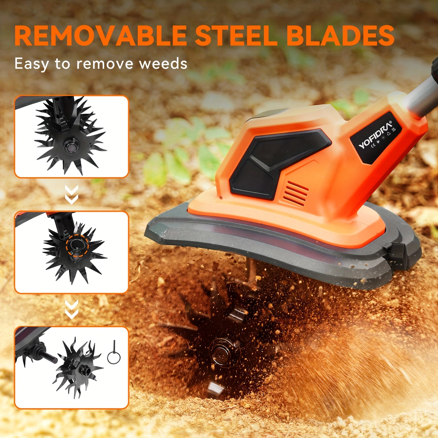 YOFIDRA 21V Cordless Tillage Machine for Garden Soil