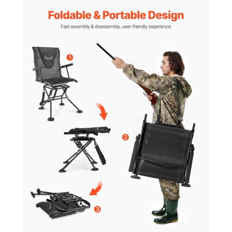 Hunting Chair 360 Degree Swivel Silent Foldable Blind Chair Armrests - Parry's Picks
