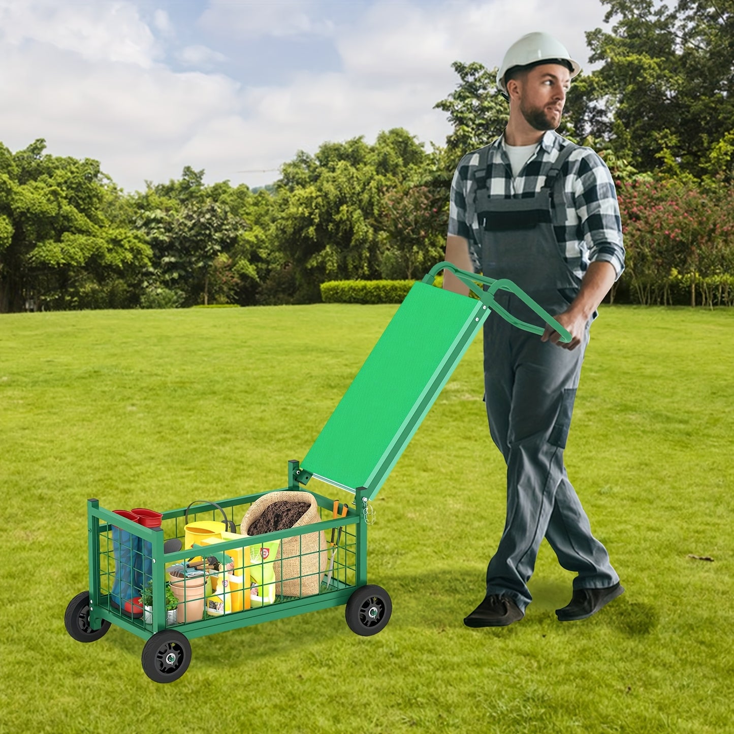 Rolling Garden Work Seat With Wheels Heavy Duty Cart