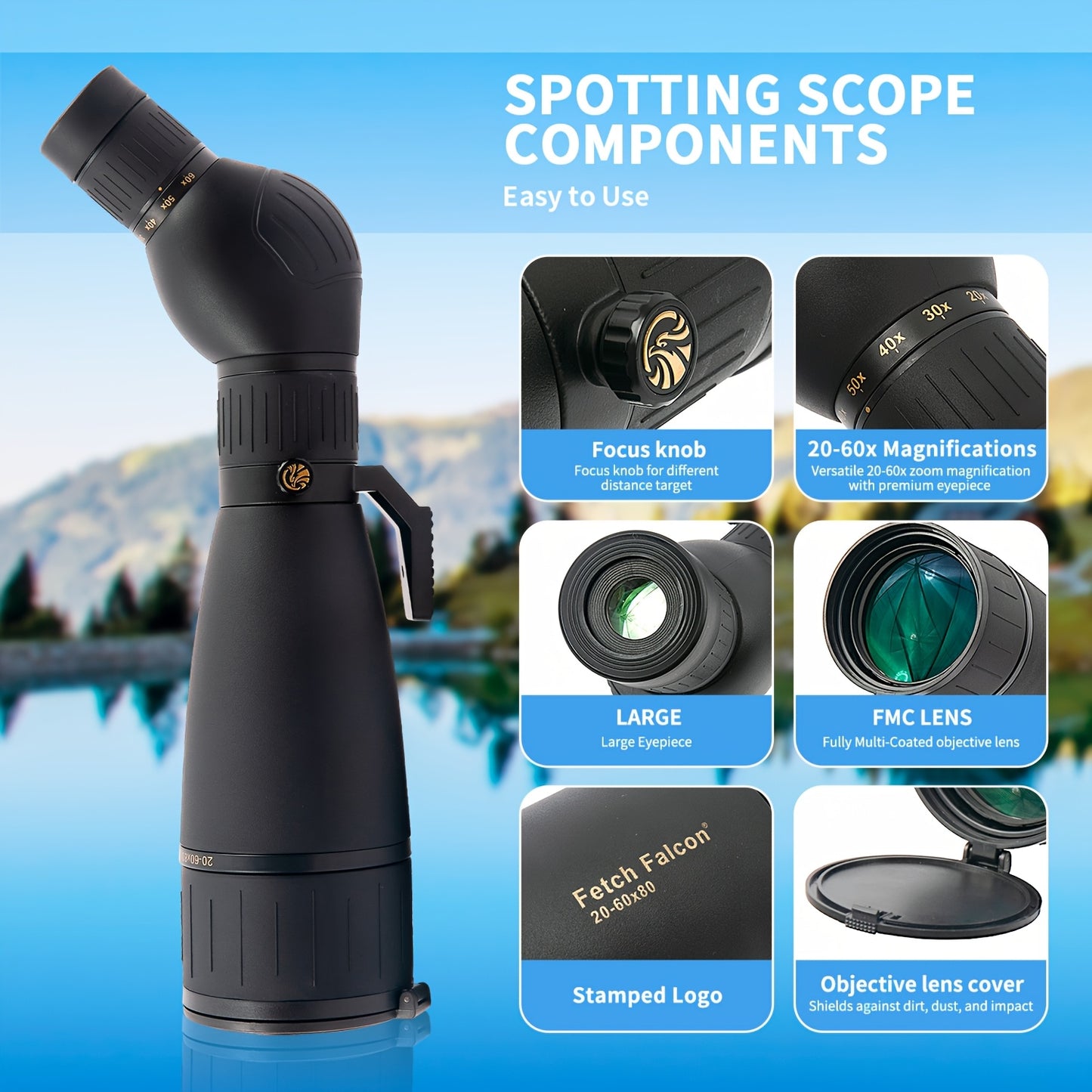 Fetch Falcon Spotting Scope ED Long Range With Tripod