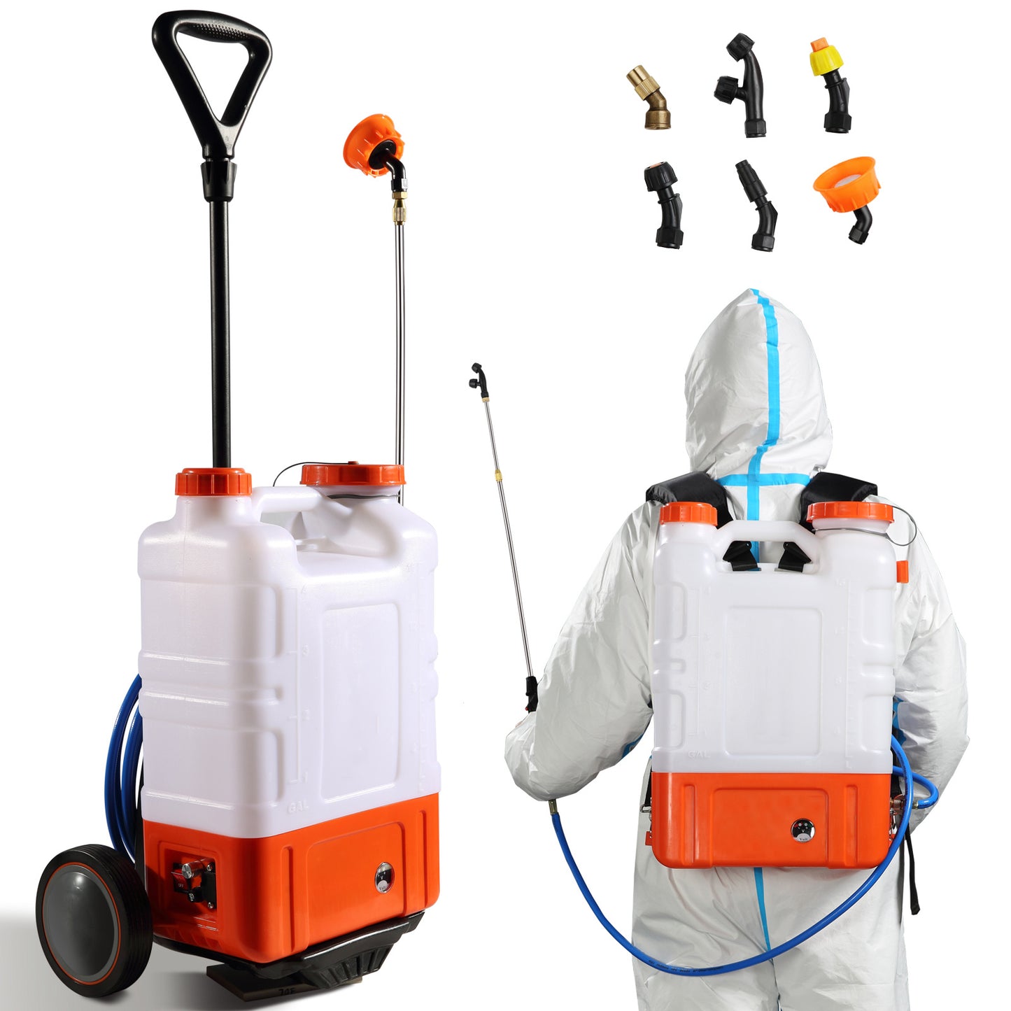 VEVOR Battery Powered Backpack Sprayer With Cart 4 Gallon