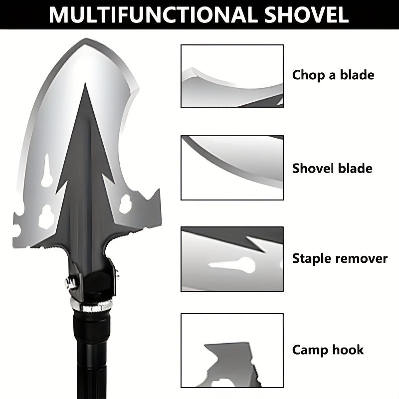 Multi Tool Crescent Shovel With Chop Blade Camp Hook