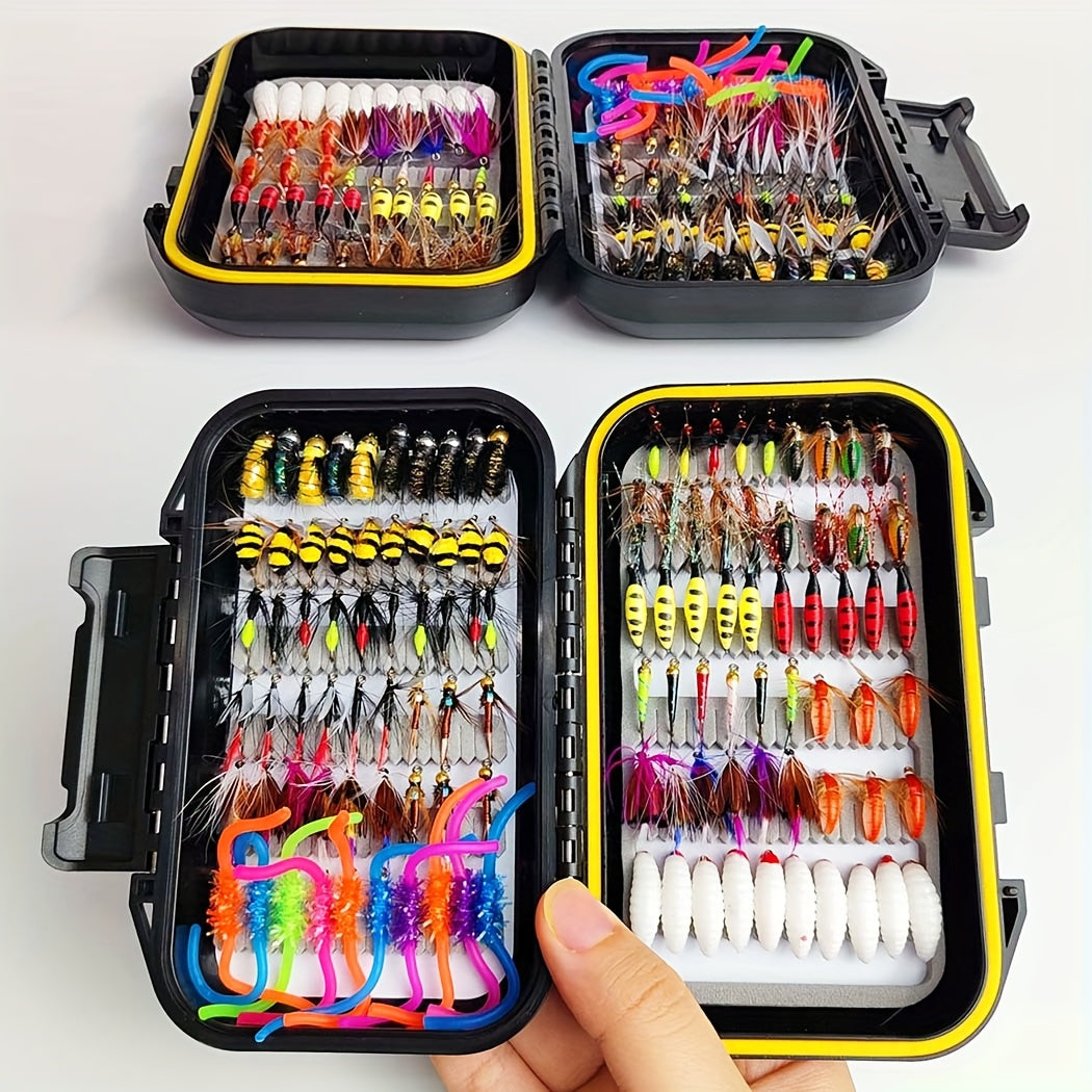 QIEVCRME Fly Lure Kit 114 Pcs Dry Wet Flies for Trout