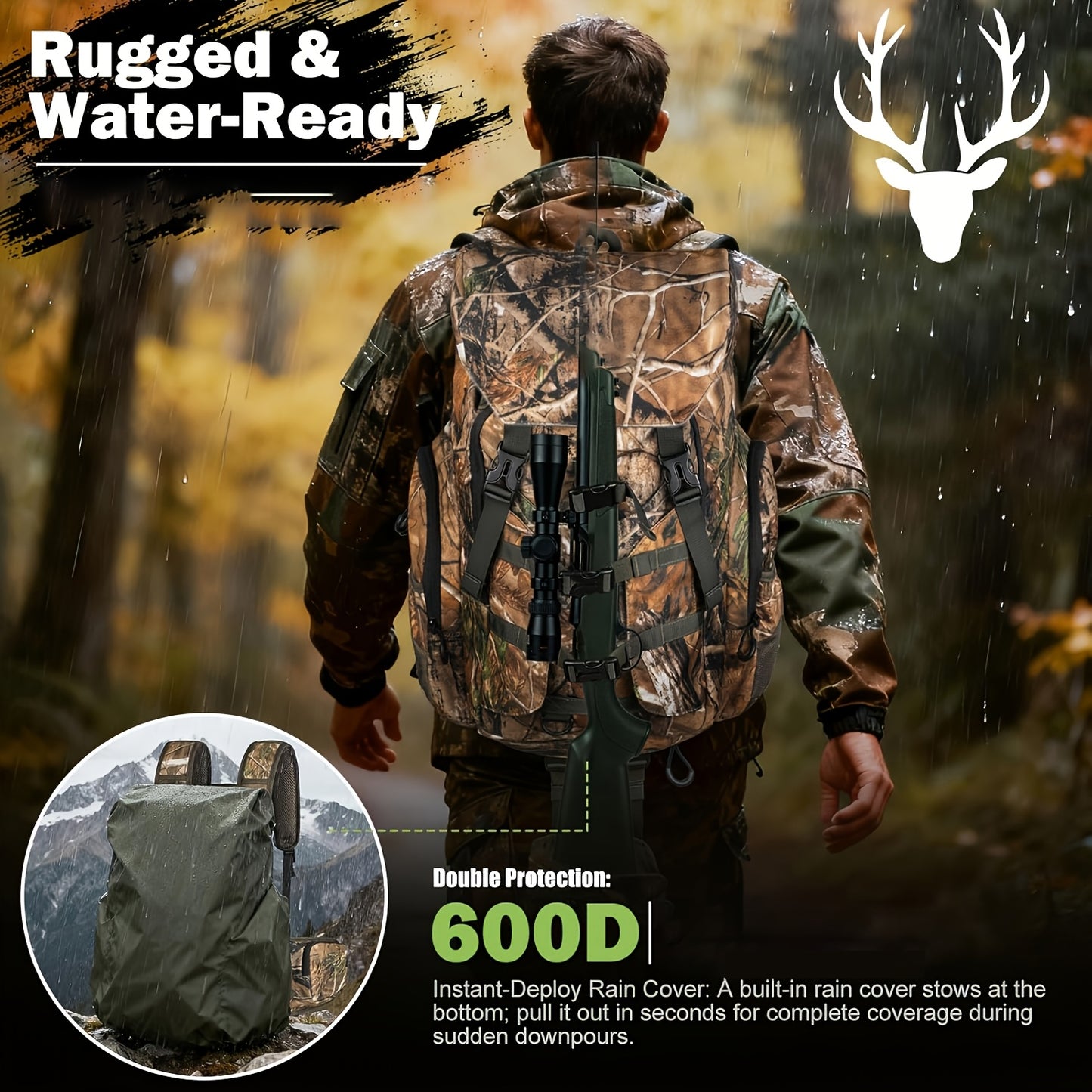All Weather Heavy Duty Hunting Backpack With Rain Cover Scabbard - Parry's Picks