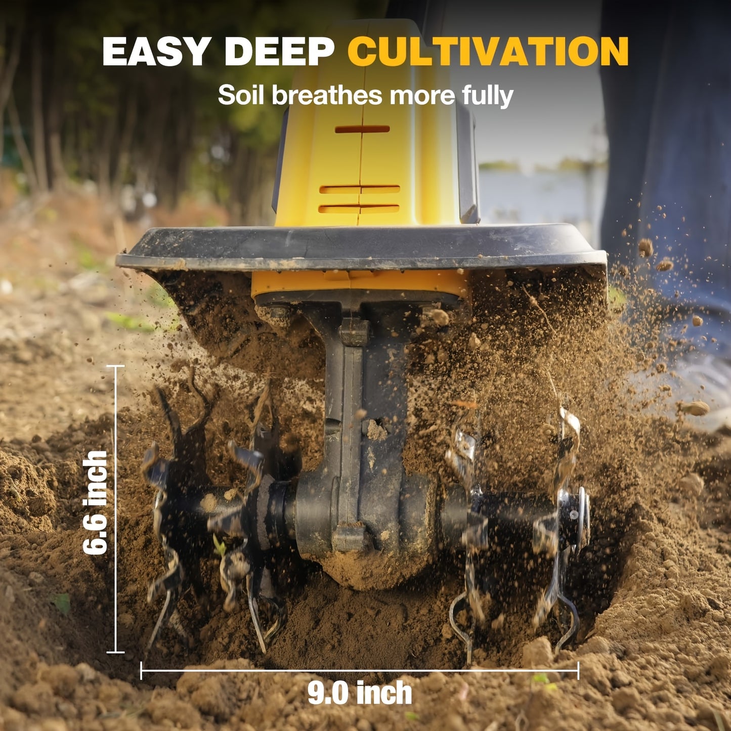 Cordless 20V Tiller Cultivator With 2 Batteries And Charger