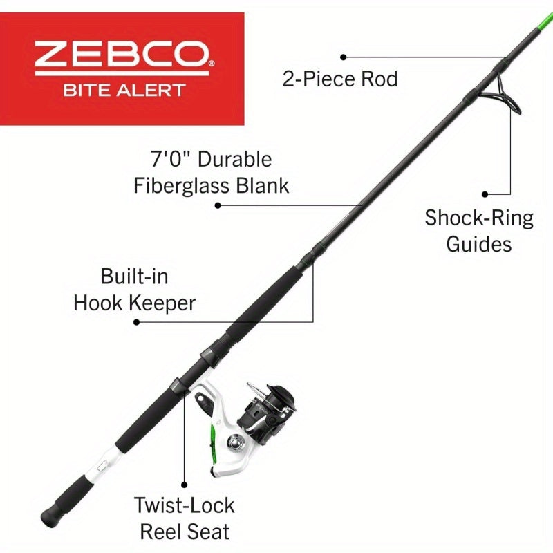 Bite Alert Spinning Reel And Two Piece Fishing Rod Combo