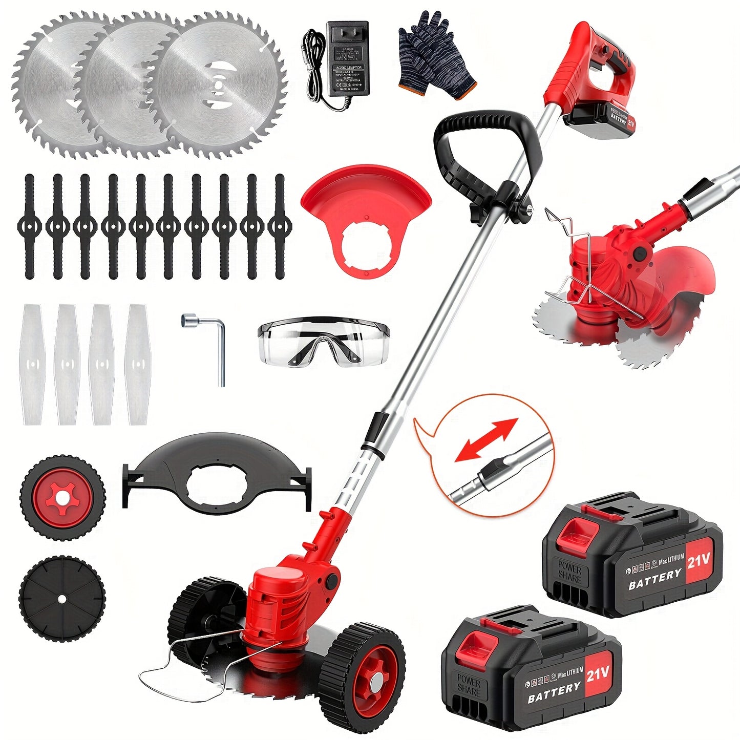 21V Cordless Lawn Mower With Dual Batteries And Blades