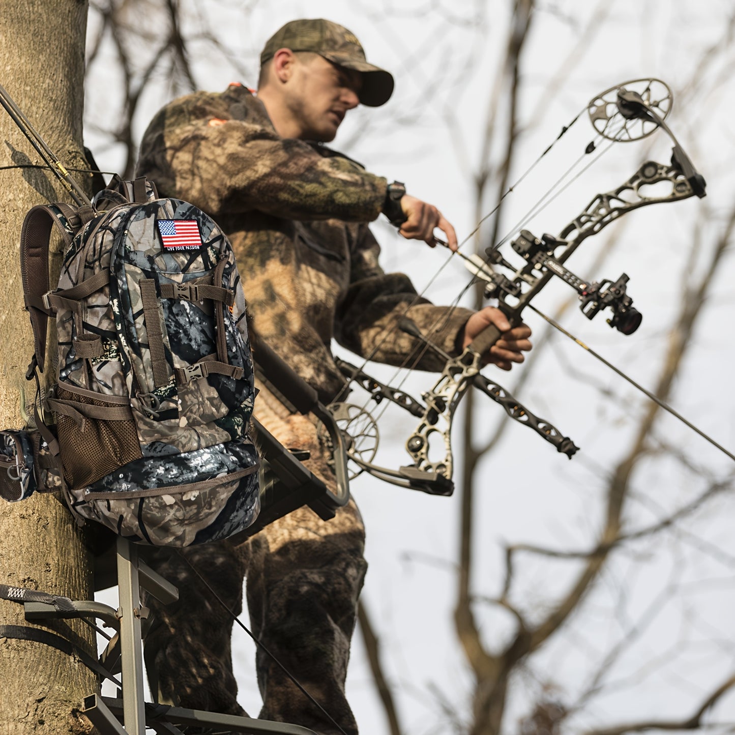 Rugged Hunting Backpack for Men with Water Resistant Closure
