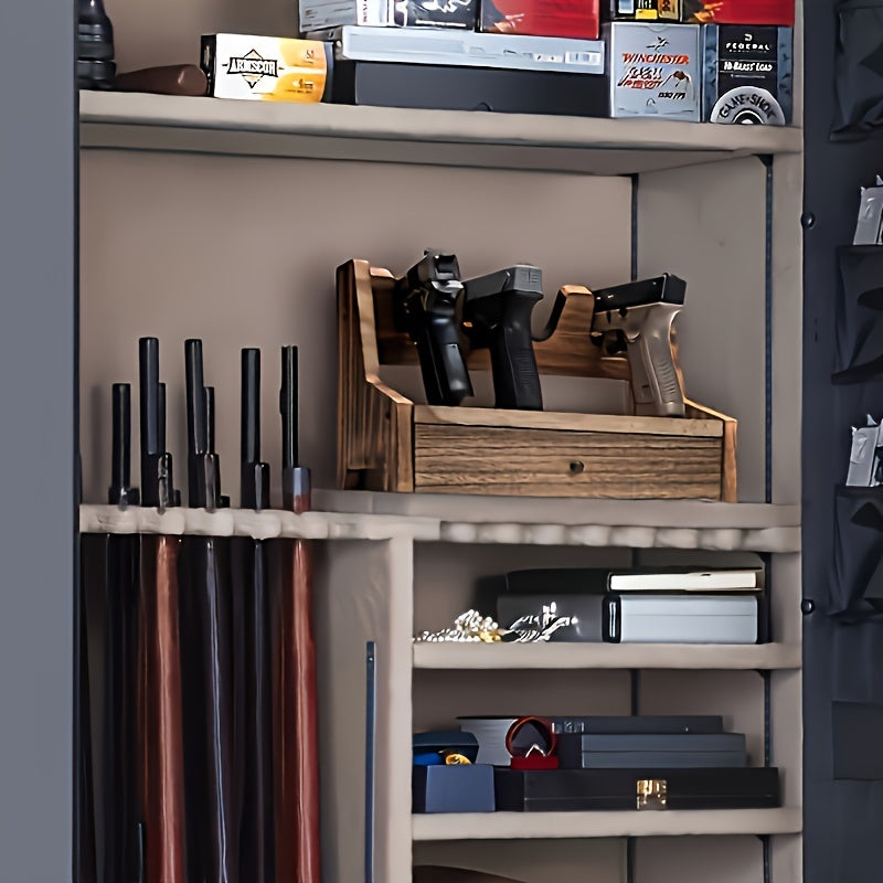 Heavy-Duty Solid Wood Gun Rack With Drawer Organizer - Parry's Picks