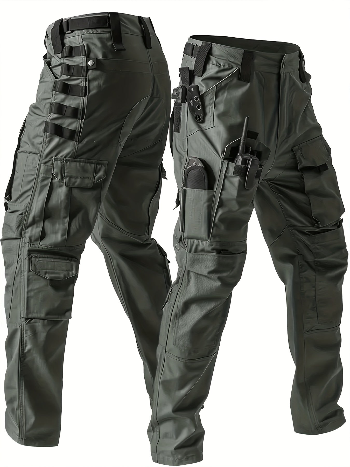 海洋沐汐 Men Tactical Work Pants Heavy Duty MOLLE Cargo MultiPocket - Parry's Picks