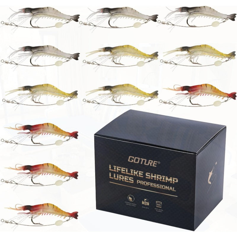 GOTRF Luminous Shrimp Lures Set Soft Fishing Baits Pro