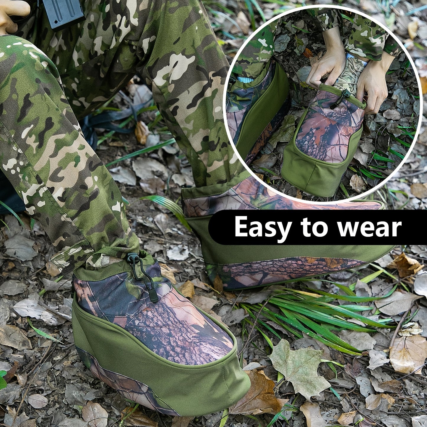 Waterproof Camouflage Boot Covers Drawstring Hunting