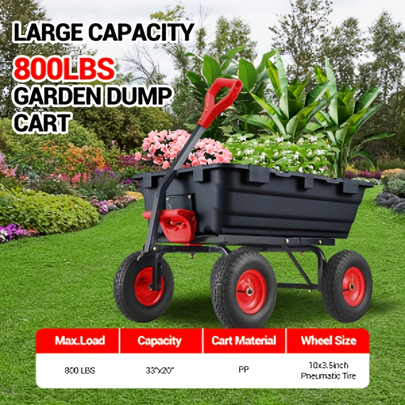 CUISINAID Heavy Duty Plastic Dump Cart With Durable Tires
